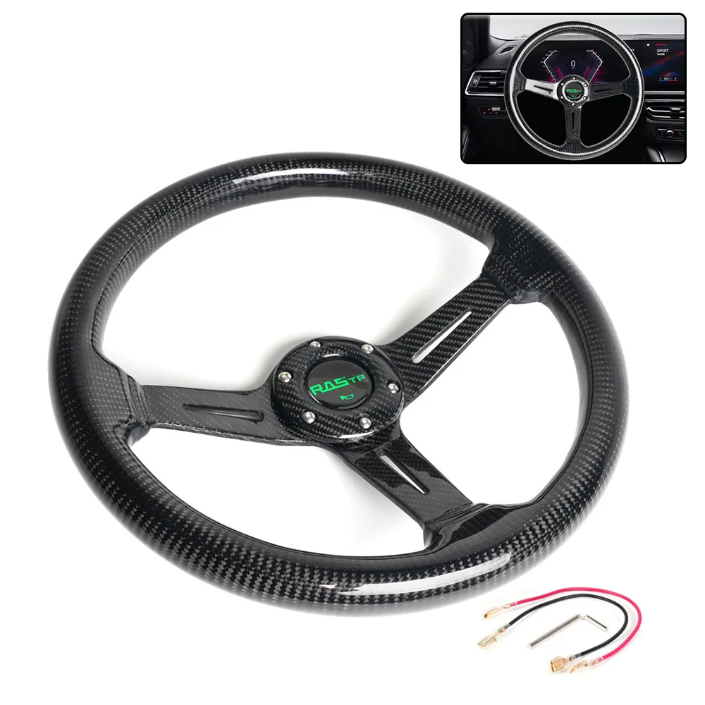 

14-дюймовый руль из углеродного волокна, гоночный спортивный руль 350 мм для модификации салона автомобиля