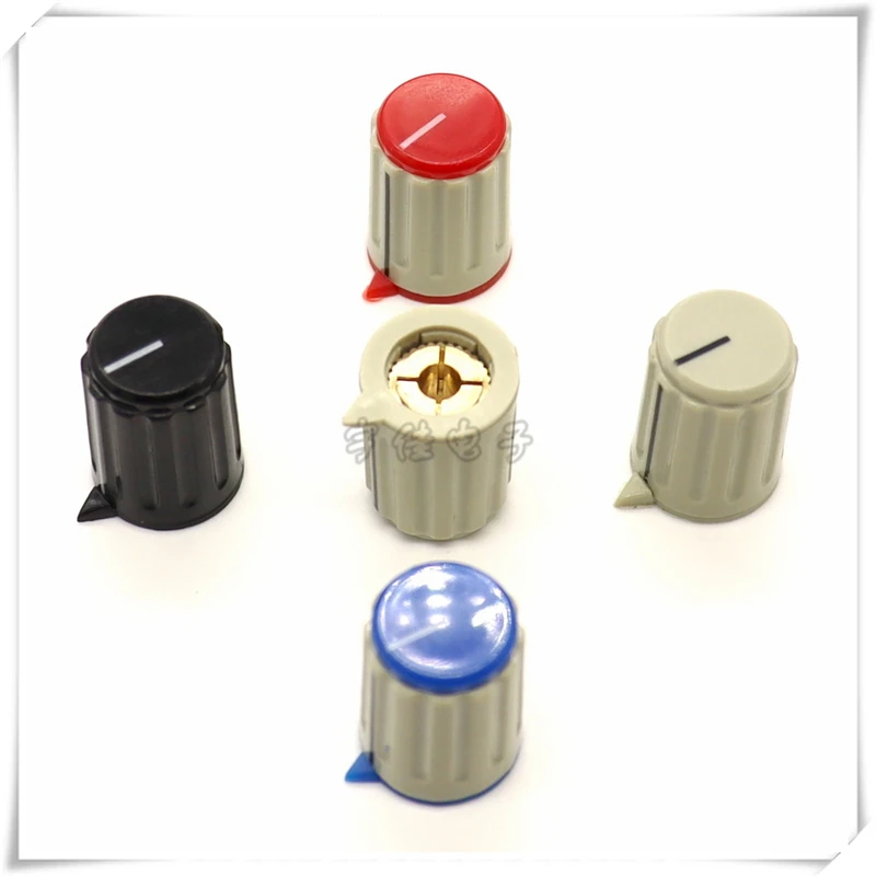 2PCS Operation Panel Potentiometer Knob Cap Triangular Indication Knob Cap 4MM Aperture Potentiometer Cap Upper Screw Cap