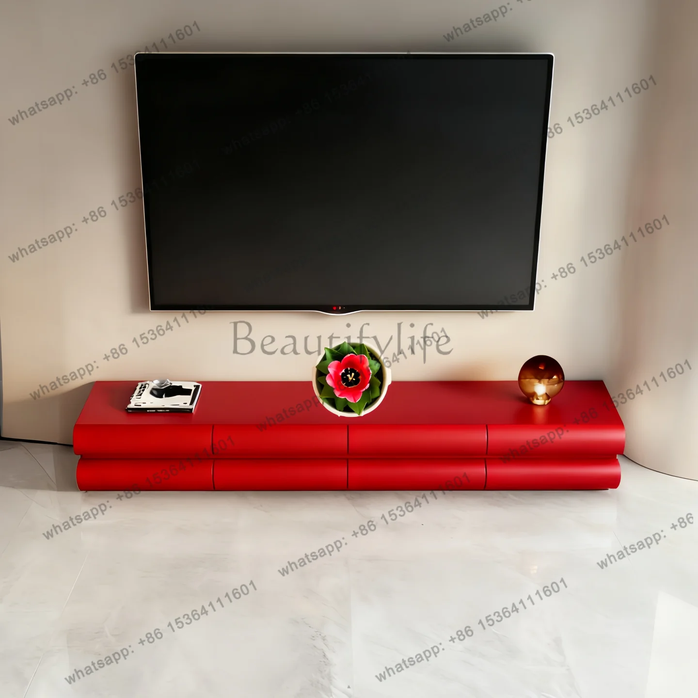Nordic paint solid wood TV cabinet creative living room modern simple small apartment floor cabinet