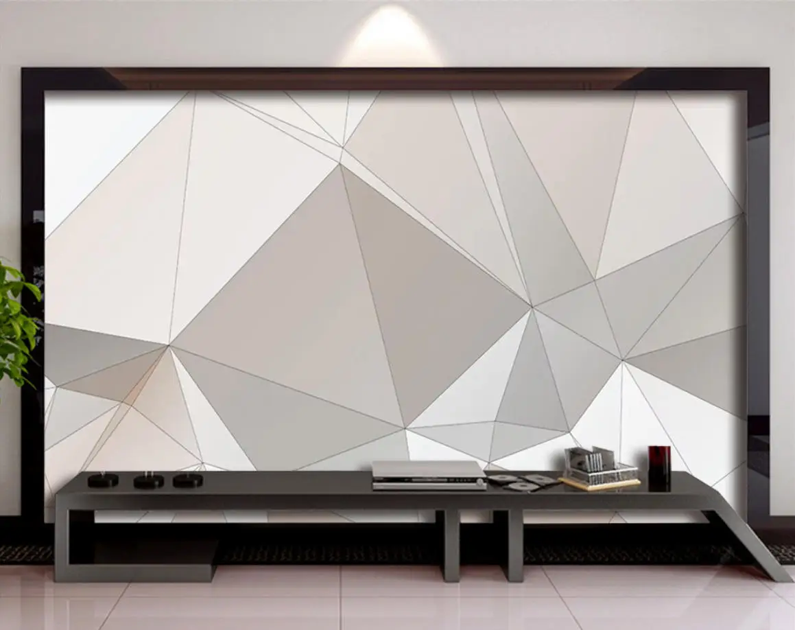 

Индивидуальные обои-фрески: стереоскопический треугольник, многоугольная геометрия, современный стиль, 3D-обои для фоновой стены за телевизором, папиросные обои, тапеты