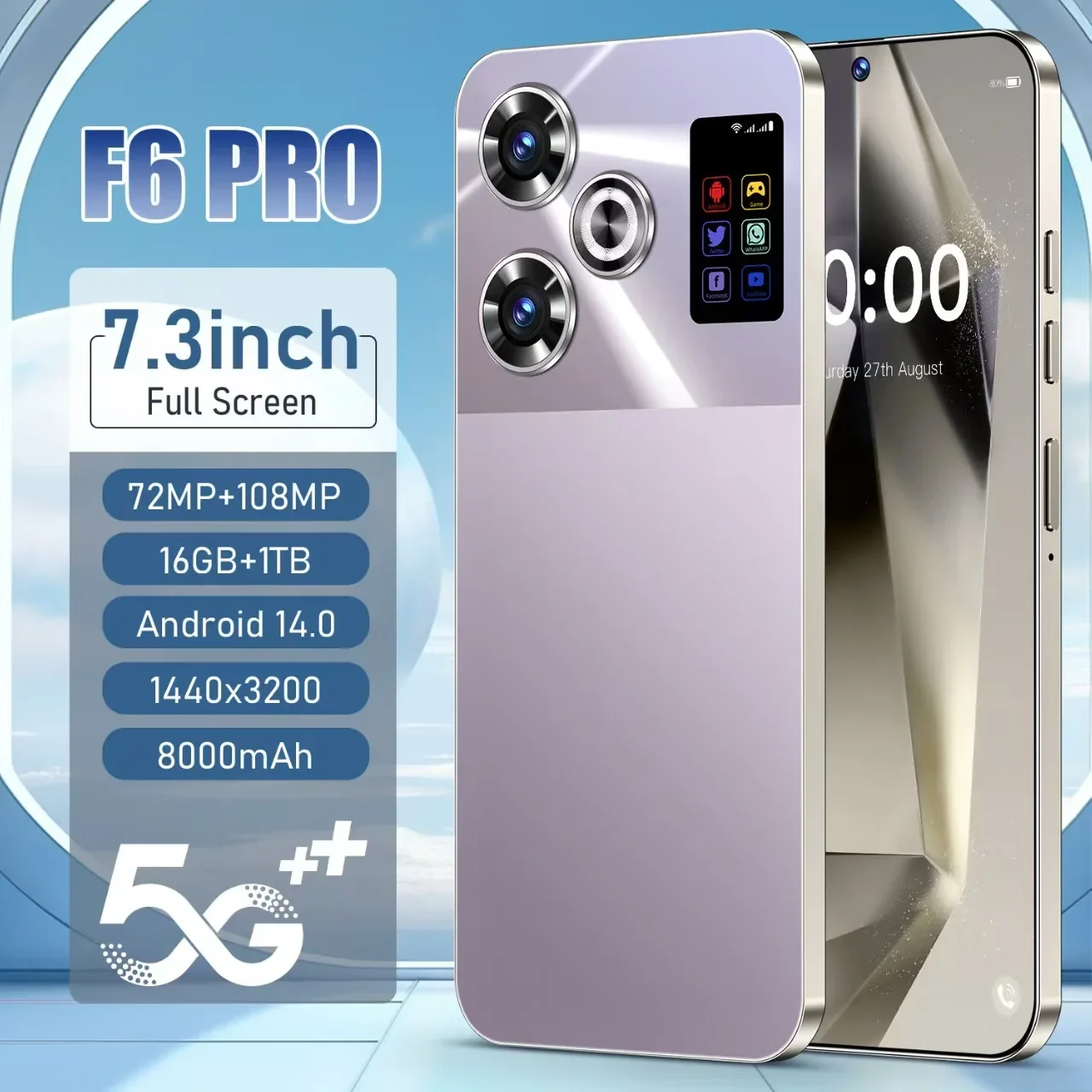 Original Pova M6 Pro Smartphone 5G 7.3inch Android 14 Snapdragon 8 Gen3 Dual SIM Phone 8000mAh Unlocking Mobile Phone