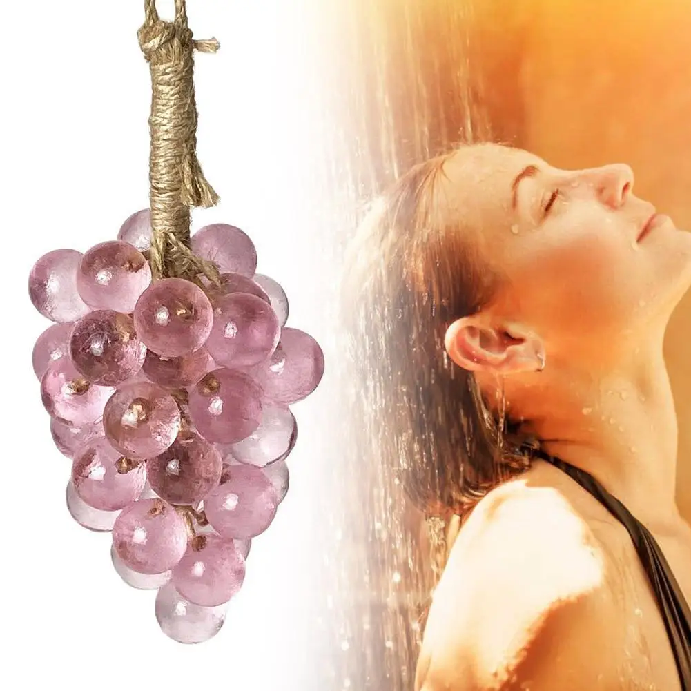 Cute Crystal Transparent Grape Soap Simulation Grape Skewer Design Bathroom Decorative Souvenir Soap for Home Garden Decoration