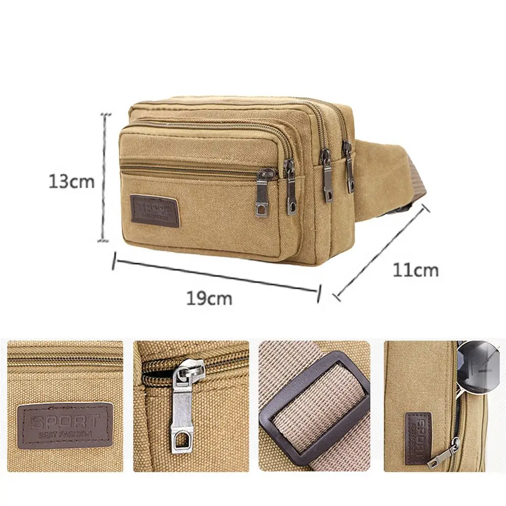 Fashion Waist Bag For Men Canvas Fanny Pack Man Multifunction Pocket Pack Belt Travel Shoulder Bag Outdoor Sports Men\'s Belt Bag