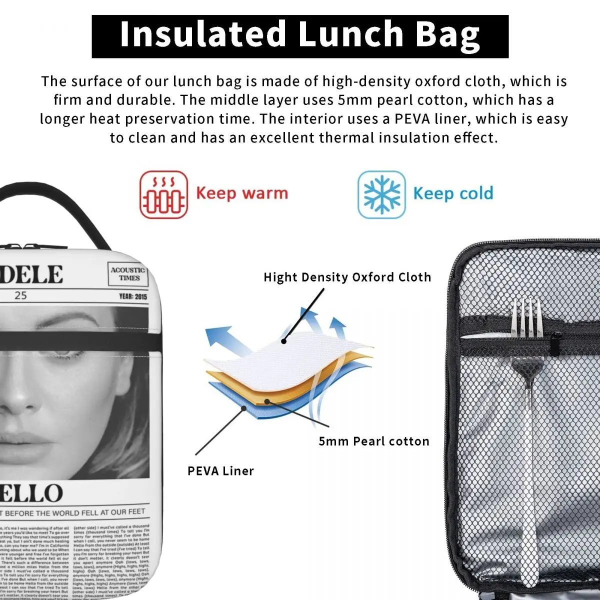 حقائب غداء معزولة حرارية للفنانين الموسيقيين من مارشال للرجال والنساء ، حقيبة طعام محمولة ، جولة ألبوم ، صندوق غداء حراري ، مبرد ، آشعة #5