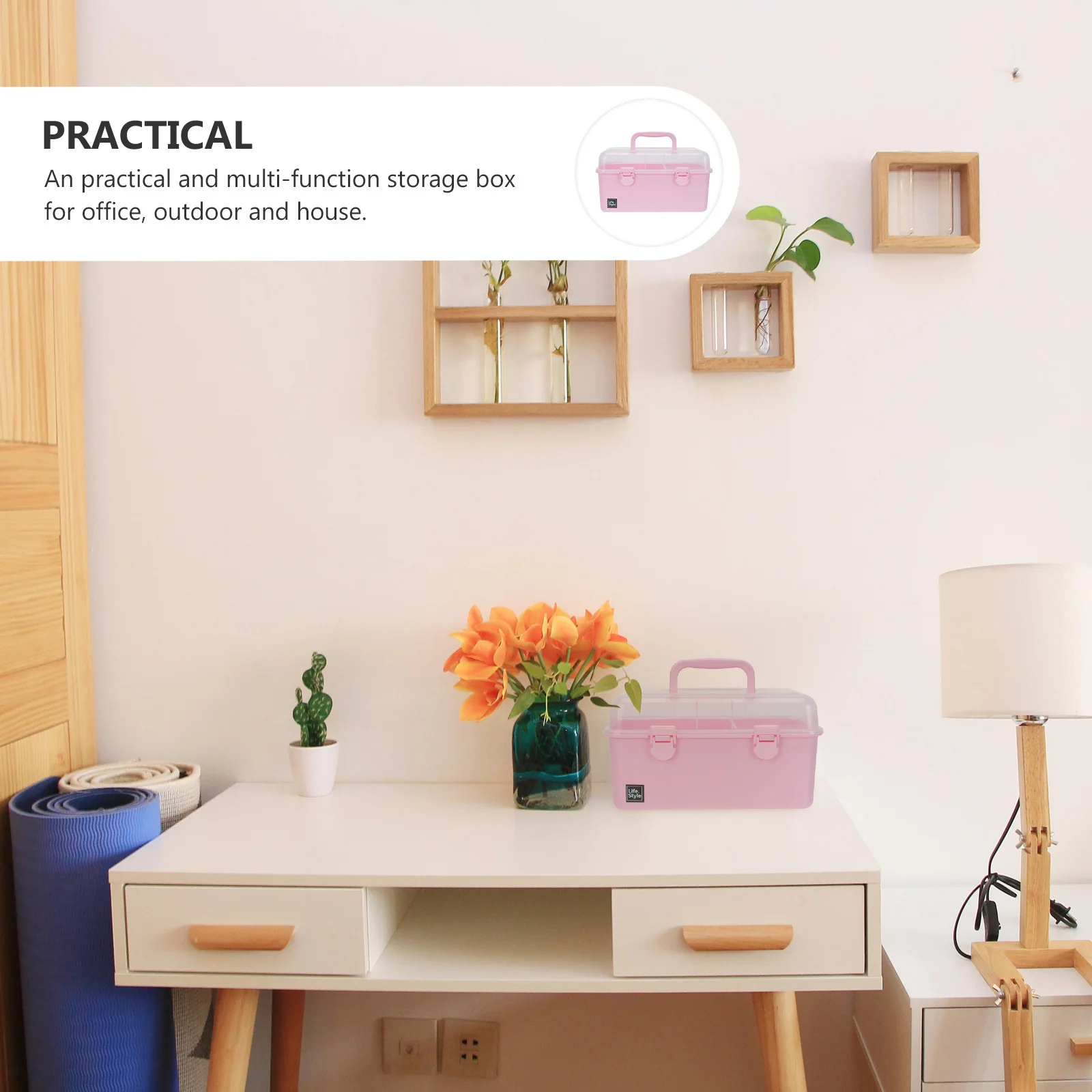 

1Pcs Hair Accessory Box Two-Layer Durable Plastic Storage Case Portable Medicine Cosmetics Jewelry Organizer for Home Outdoor