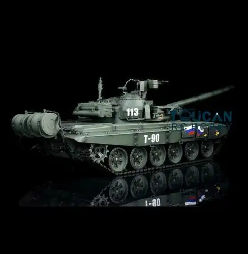 HENG LONG-RC tanque com chassi de metal para meninos, torre barril recuo, brinquedos Panzer controlados remotamente, infravermelho, 360 °, 1:16, 3938, T90, TK-7.1