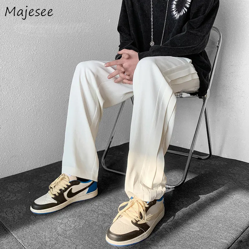 

Pants Men Casual Trousers Personality Minimalist All-match Solid Cool Streetwear Chic Fashion New Ulzzang Pantalones Handsome