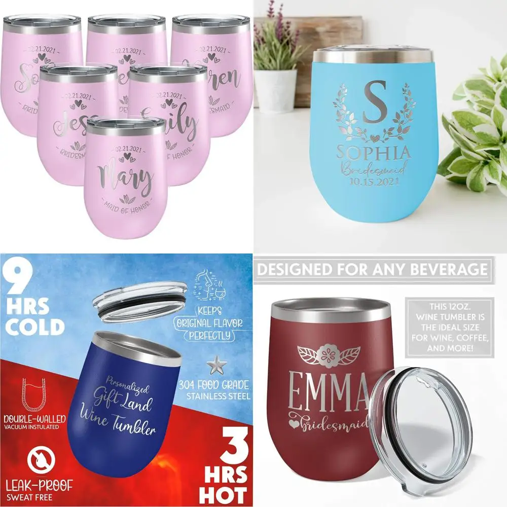 

Персонализированные стаканы для подружки невесты — светло-розовые бокалы для вина на 12 унций с крышками, свадебные подарки для девичника