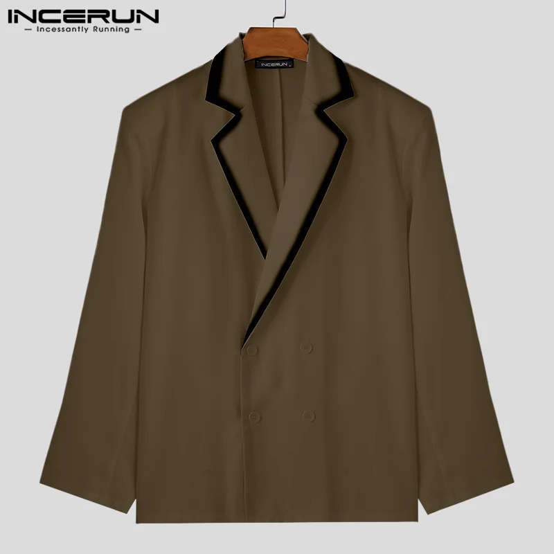 INCERUN Tops 2024 Korean Style Handsome Men\'s Solid Loose Suit Coats Casual Streetwear Male Comfortable Long Sleeved Blazer S-5X