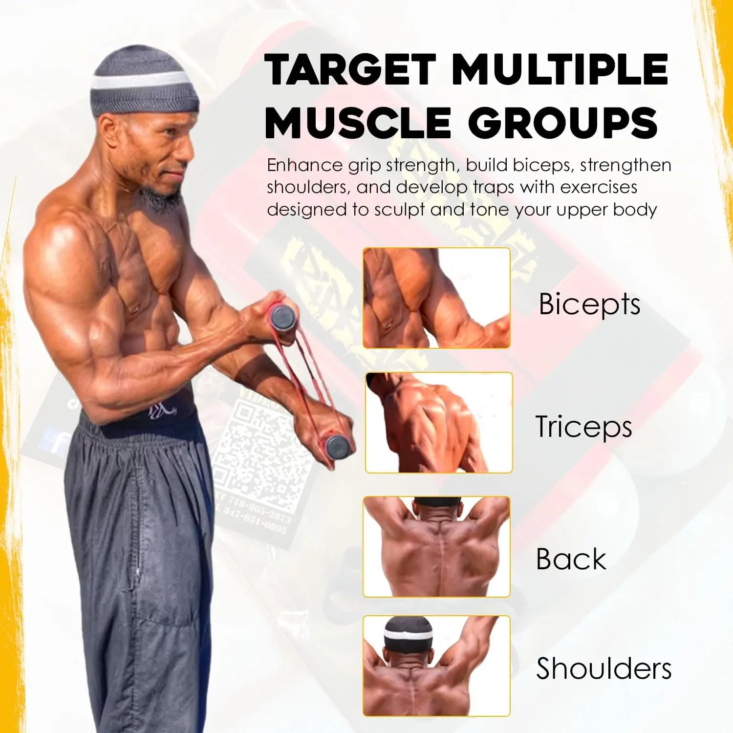 Adjustable Resistance Training Stick for Shoulder Rehab, Muscle Building & Core Workouts with 6 Bands