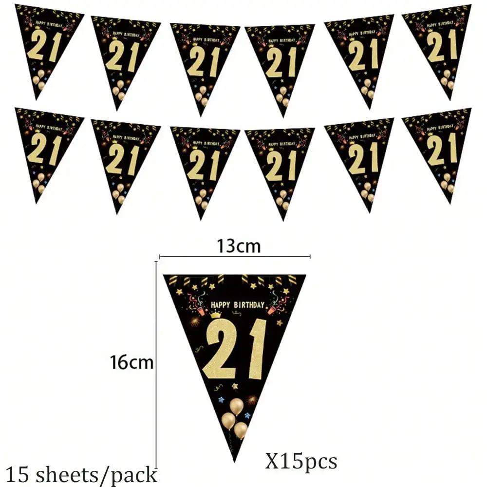 1set Gelukkige Verjaardag Bunting Banner 30/40/50/60/70/80th Party Decoraties Driehoek Vlag Guirlande voor Milestone Verjaardag Celebratio