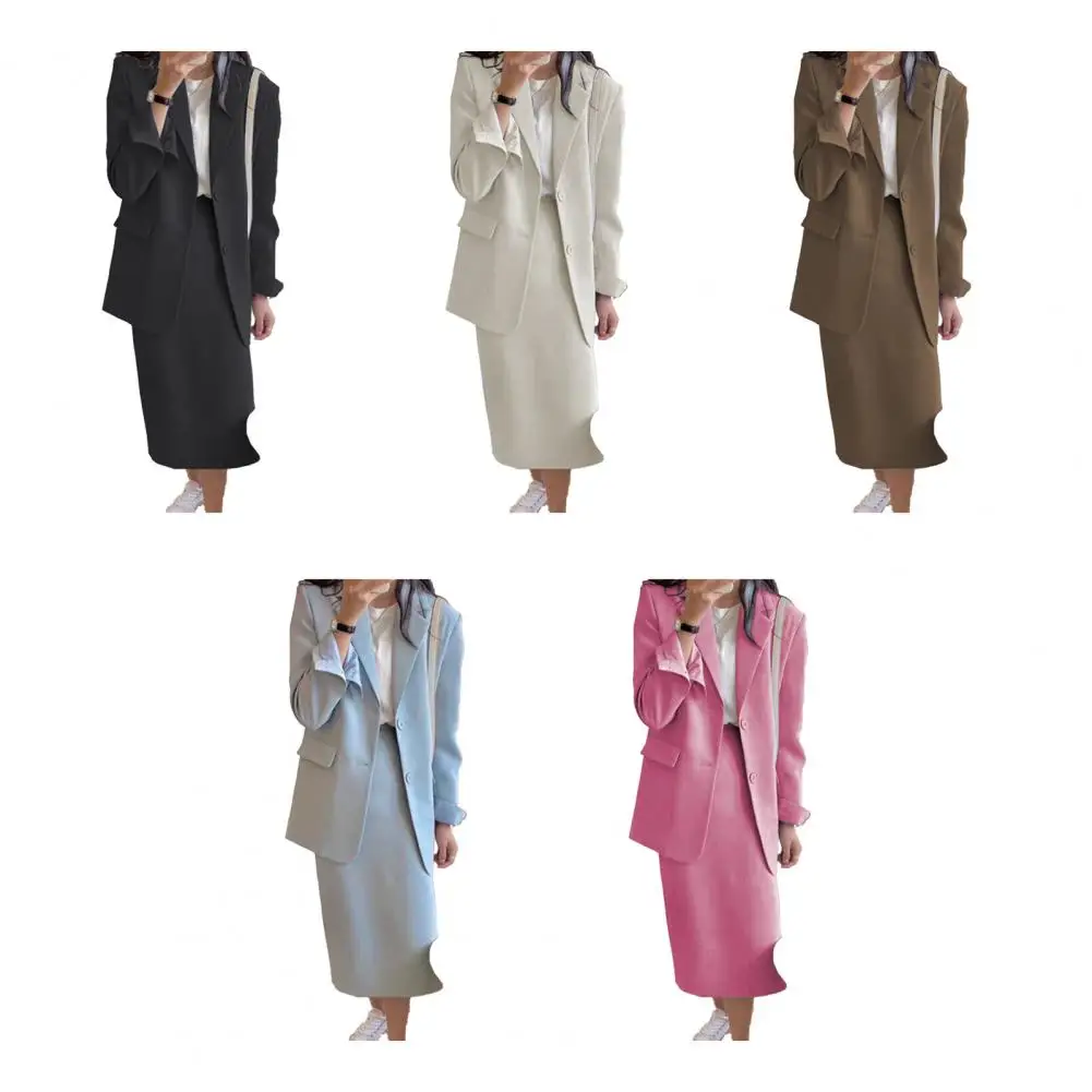 Fashion Spring Autumn 2 Pieces Outfits Suits Women Ladies Clothes Preppy Style Tops Coat Blazer Suit And Skirt Set Suit Workwear