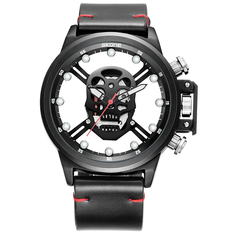 Unique Skull Design Men Watch Waterproof Luminous Sports Watches Luxury Big Dial Steampunk Quartz Man Wristwatch Montre Homme