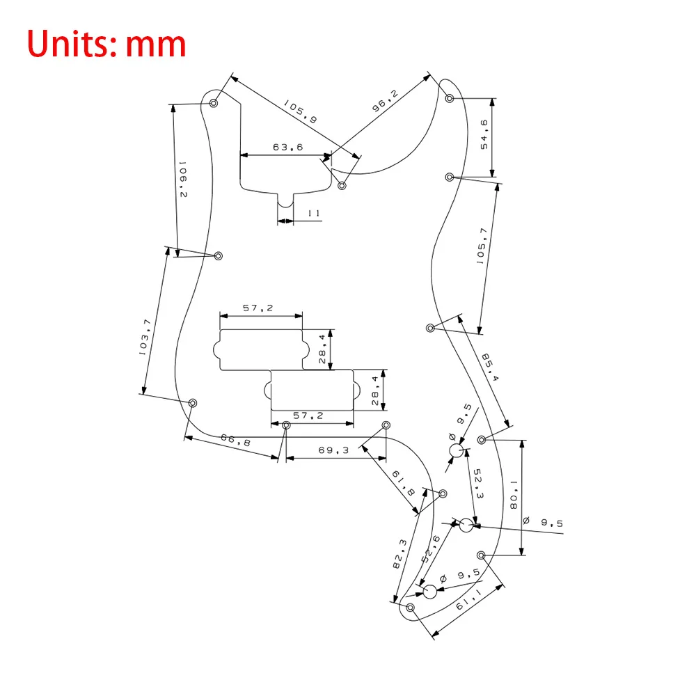 Fend PB P Bass Pickguard Pick Guard Guitar Scratch Plate 13 Hole 4 Strings Electric Bass Parts Aluminum There are grooves