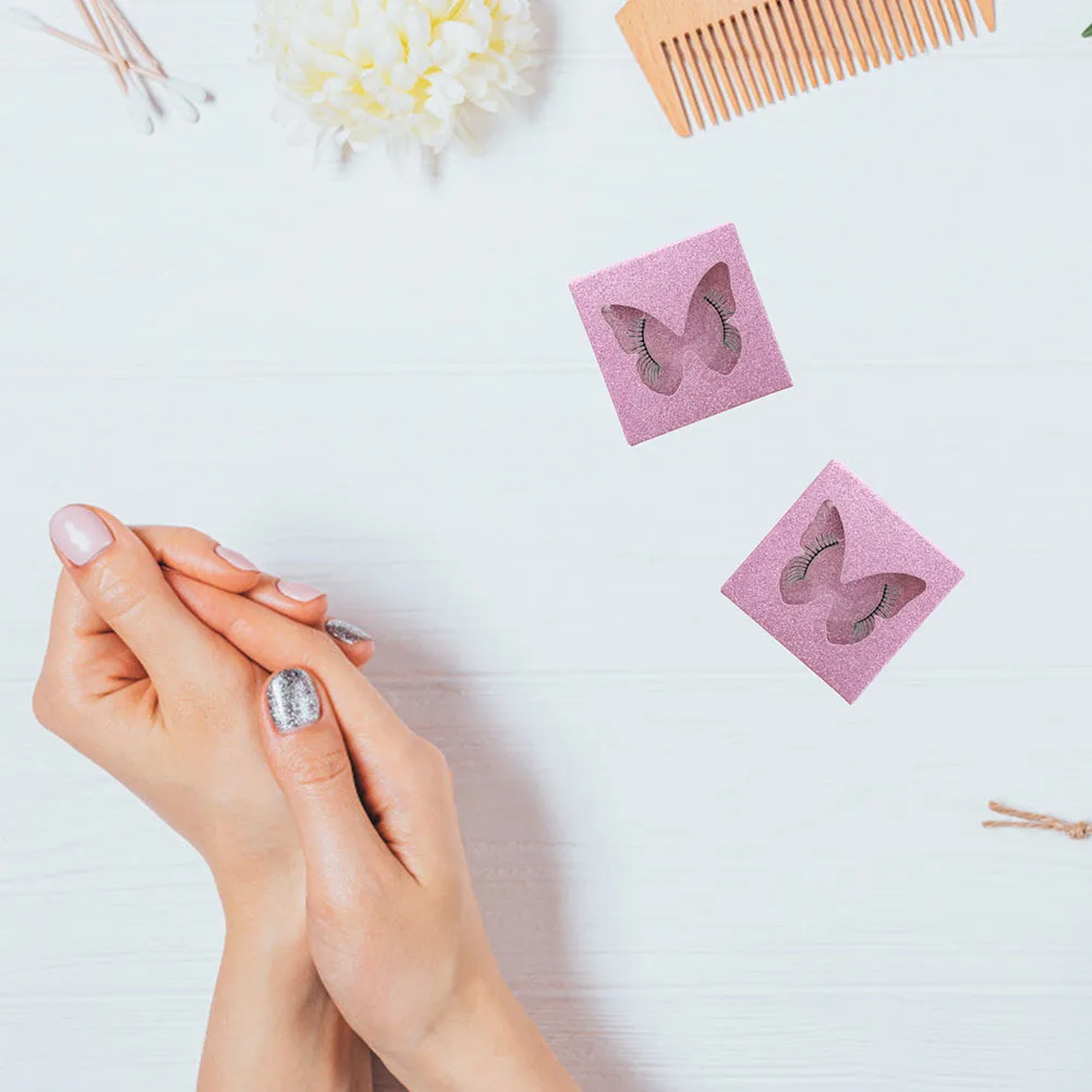 10Sets Colorful Square Lash Cases Butterflies Design Eyelash Storage Organizer False Eyelash Holder Lash Boxes