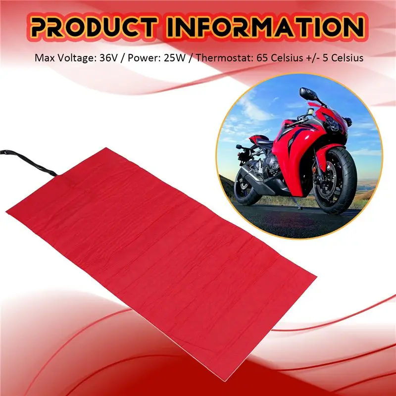 25W 12V Universal Motorcycle ATV Seat Heated Cushion Winter Warmer Waterproof Pad Heating Pad Mat