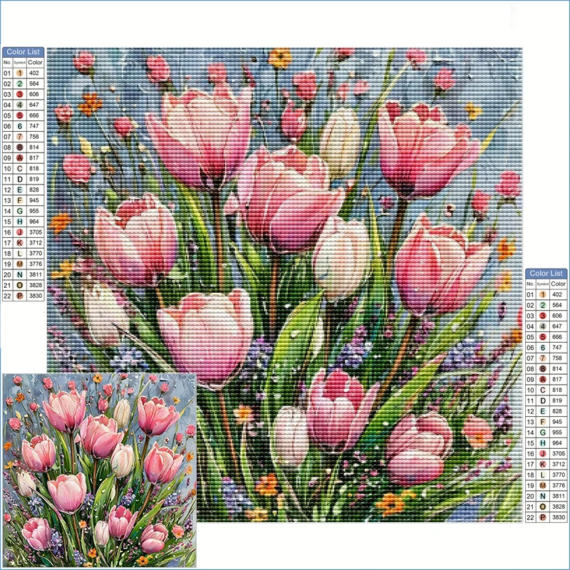 

Flowers Diamond Painting Kits New Arrivals Bouquet Of Pink Tulips Jewelry Cross Stitch Productos Arts And Crafts Adults Gifts