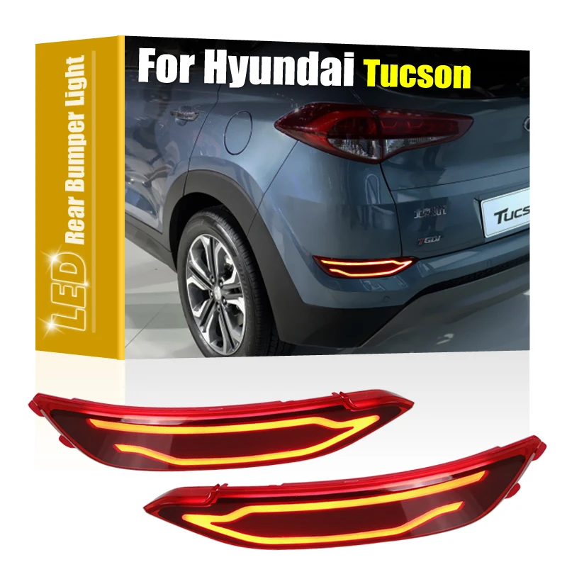 2Pcs LED Taillight Rear Bumper Reflector Lamp Assembly Red Driving Brake Light For Hyundai Tucson 2015 2016 2017 2018 2019 2020