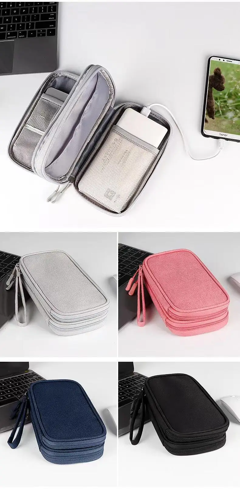 Portable Travel Digital Product Storage Bag Organizer Multi-layer Headset Cable Bag Charging Treasure USB Data Cable Bag