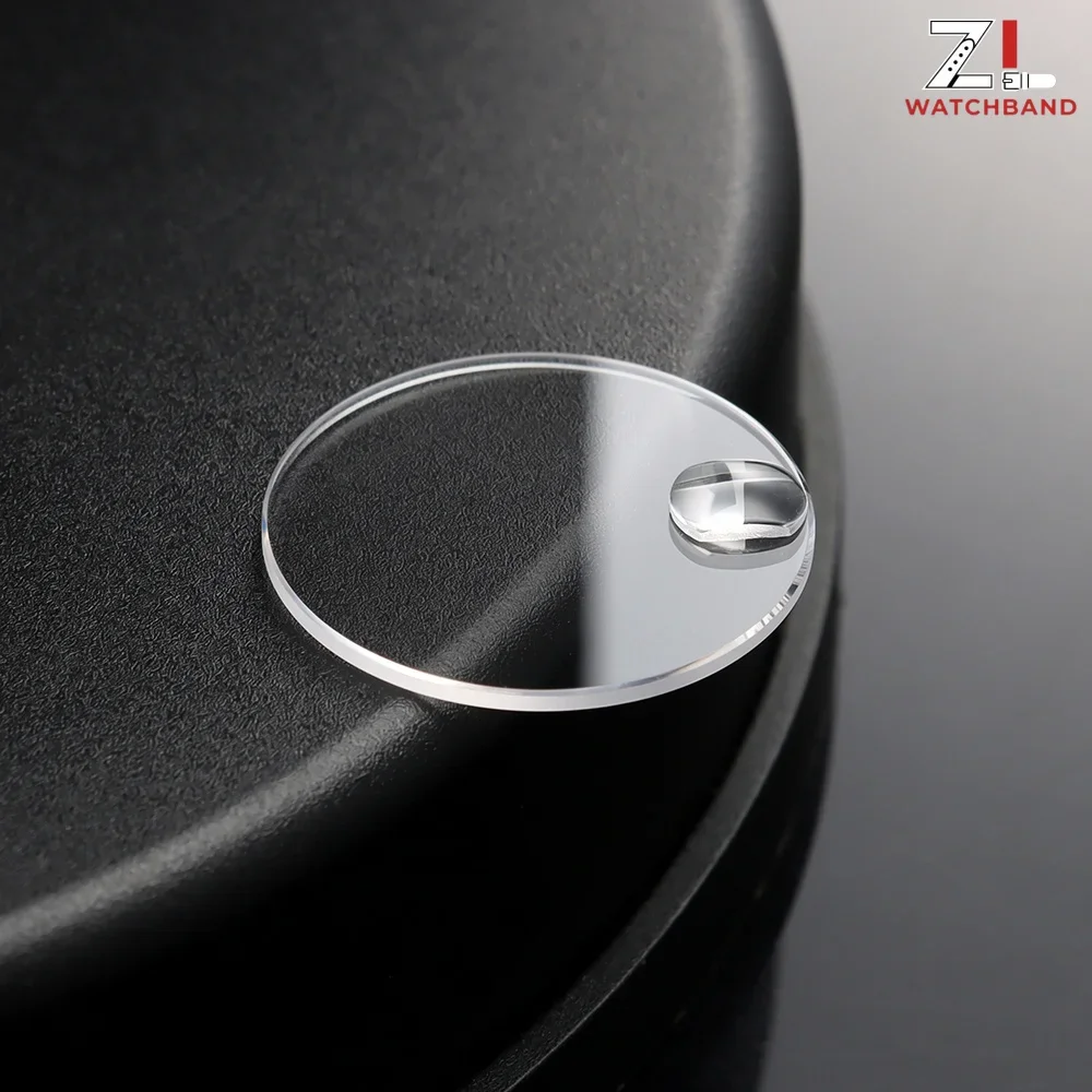 1.2mm Thickness Flat Mineral Watch Crystal 28mm to 32mm Diameter Round Glass With Date Window Bubble Magnifier Len