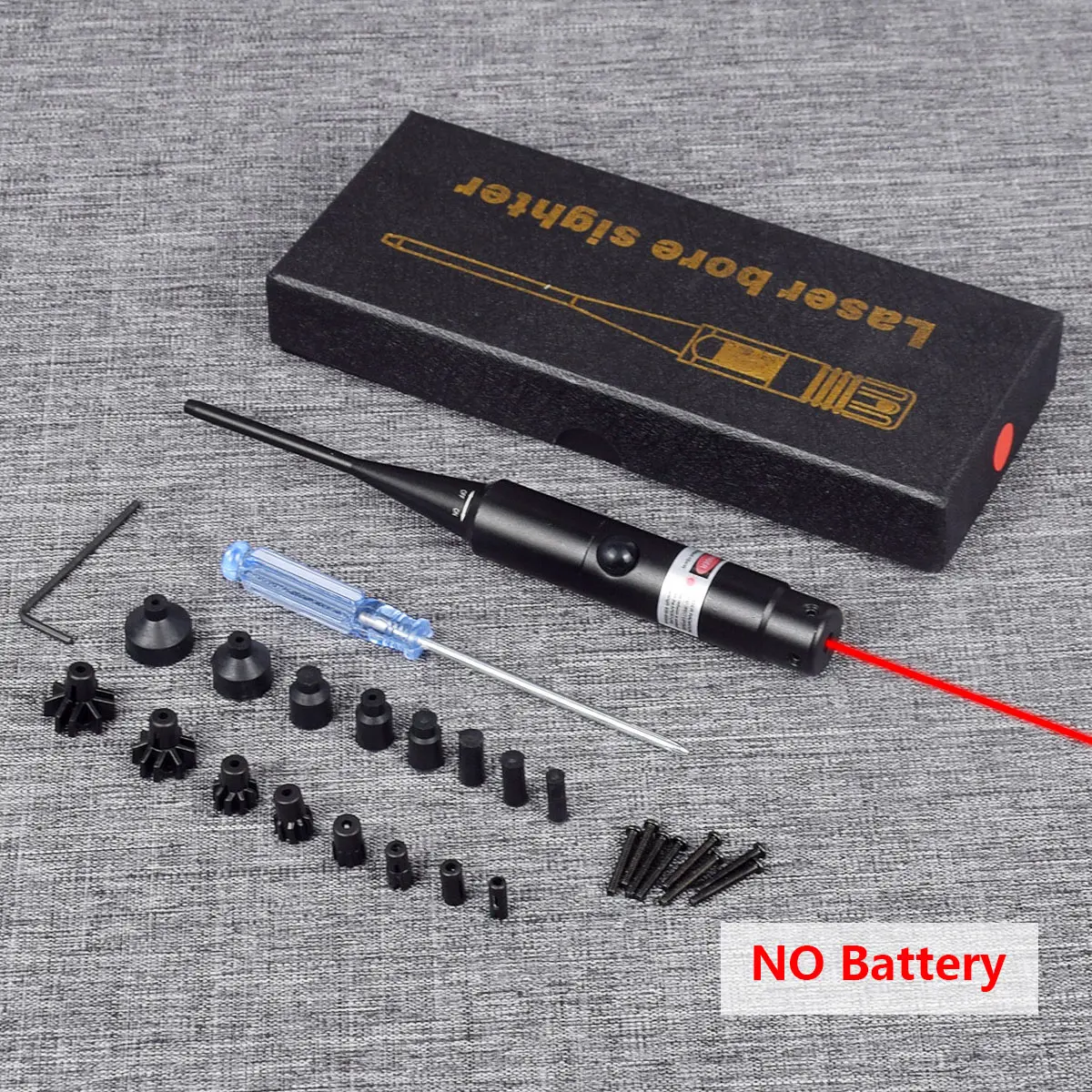 

Laser Bore Sight Kit.177 .22 Caliber To 12GA Laser Pointer Collimator Green Red Laser Big Button Switch 16 Adapters BoreSight