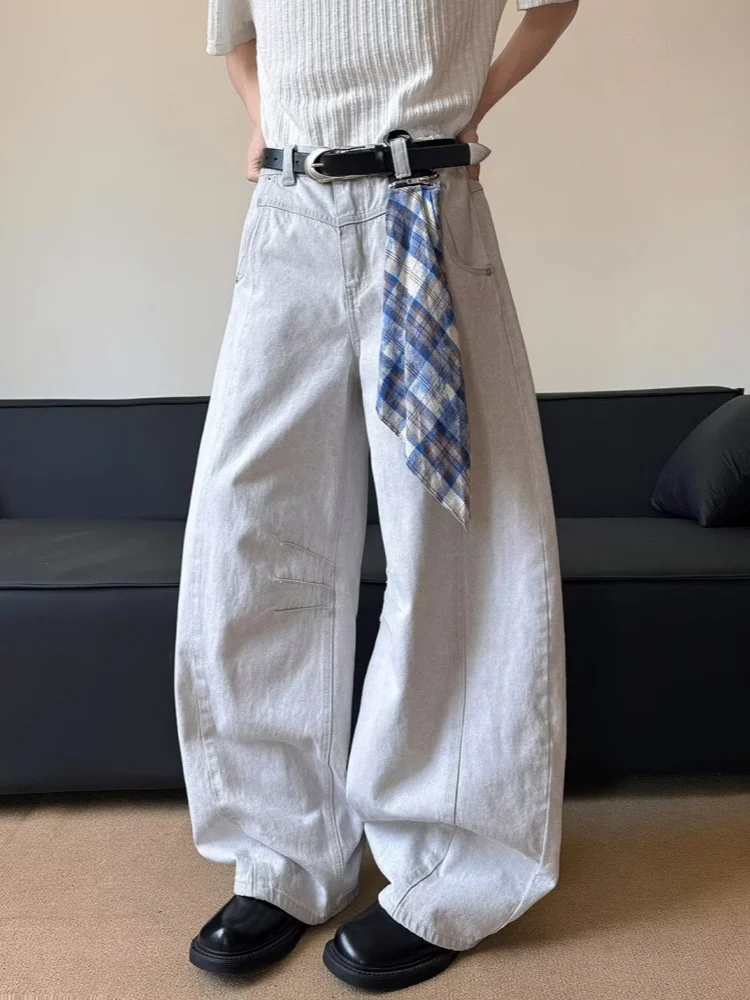 2026 Y2K Mode Gewaschene Weiße Baggy Plissierte Jeans für Herren – Lässige Luxus-Baumwollhose im Straight-Schnitt – Moda Hombre – Detail 7