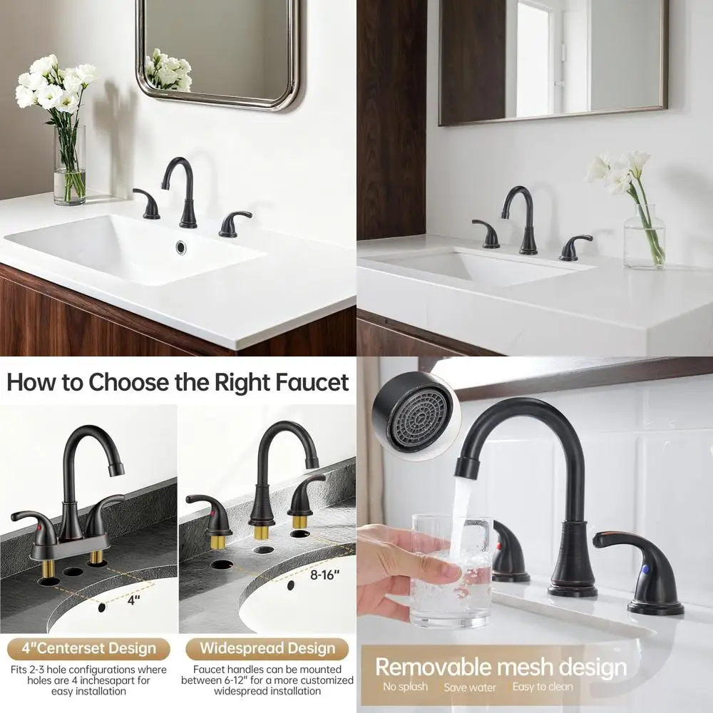 

8 Widespread Oil Rubbed Bronze 3-Hole Bathroom Sink Faucet with 2 Handles, Lead-Free, Includes Pop-Up Drain and Hoses