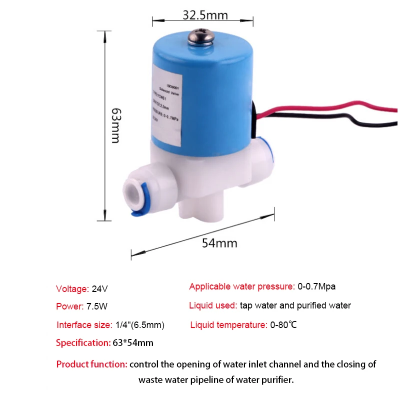 Water Purifier Wastewater Solenoid valve 1/4 