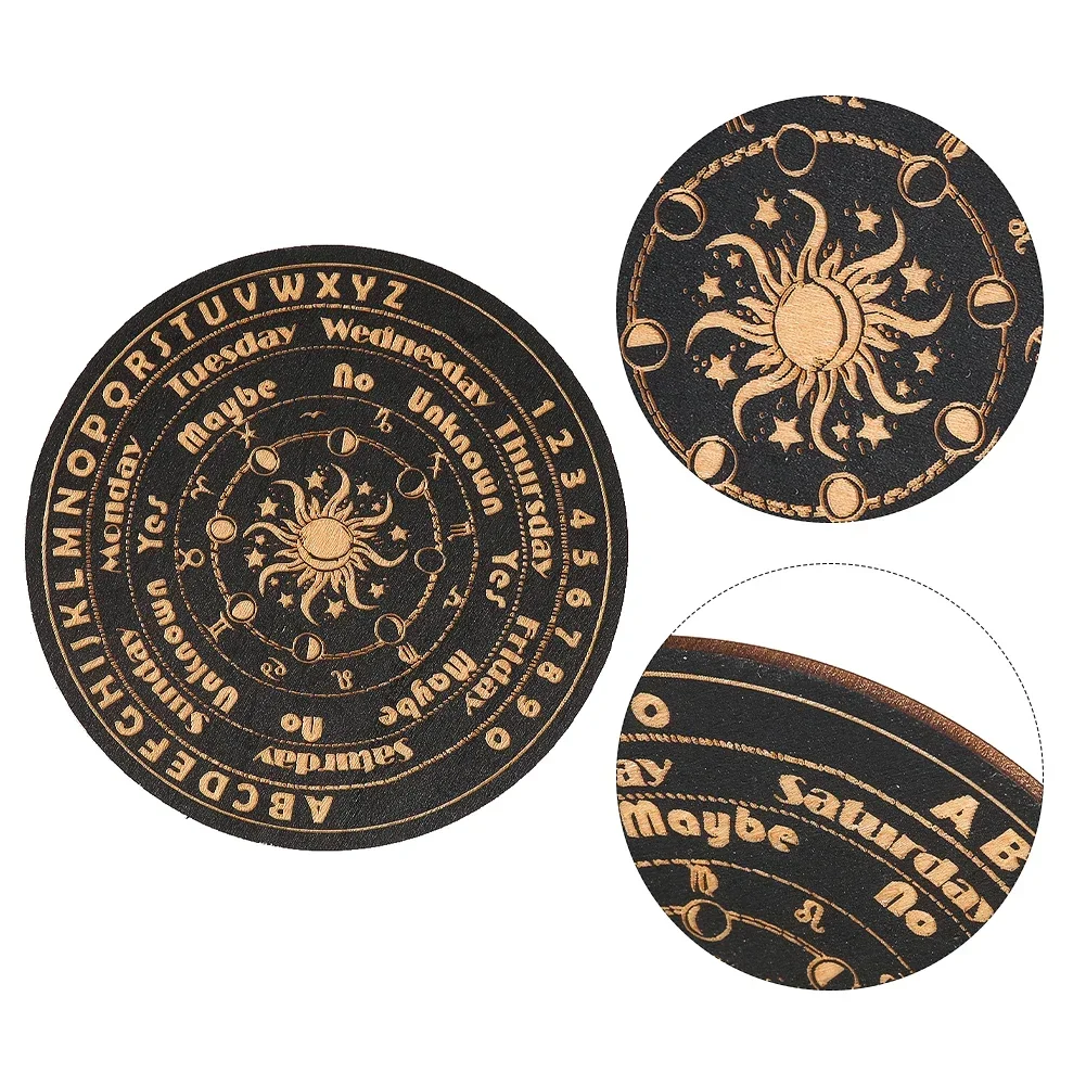 Round Wooden Board Witchcraft Calendar Tarot Card Reading Props Luxury Placemat for Dining Table Coasters  Kitchen Accessories