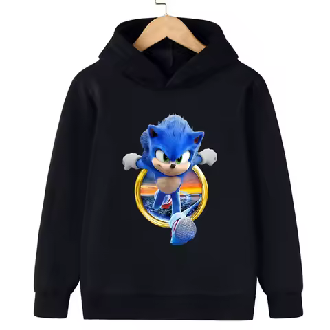 Sonic Dynamic Printed Kids' Hoodie, Let Children Wear Energetic Game-Inspired Playful Fashion Sense