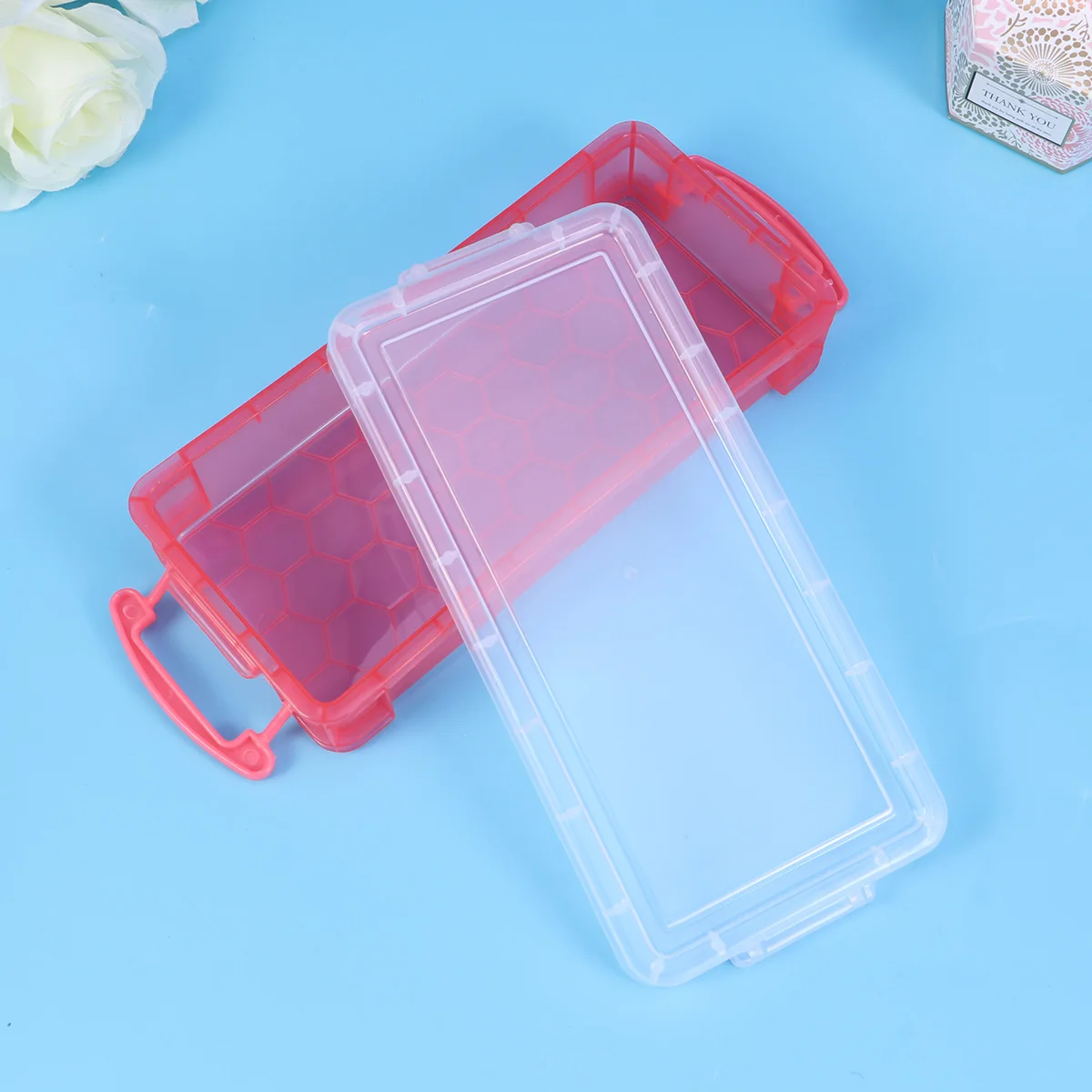 

4pcs Plastic Pencil Holder Box Transparent Storage Case For School Office Students Graduation Pencil Case Gift (Color)