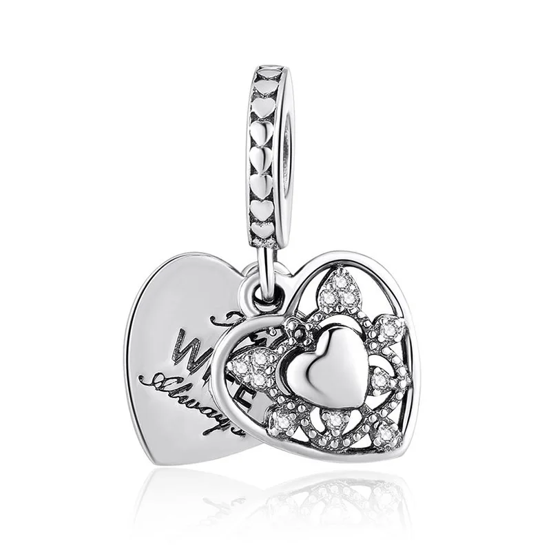 Love Heart My Wife Always Pave Pendant Charm Fit Women Bracelet & Bangle DIY Jewelry 925 Sterling Silver Dangle Bead Girl Gift