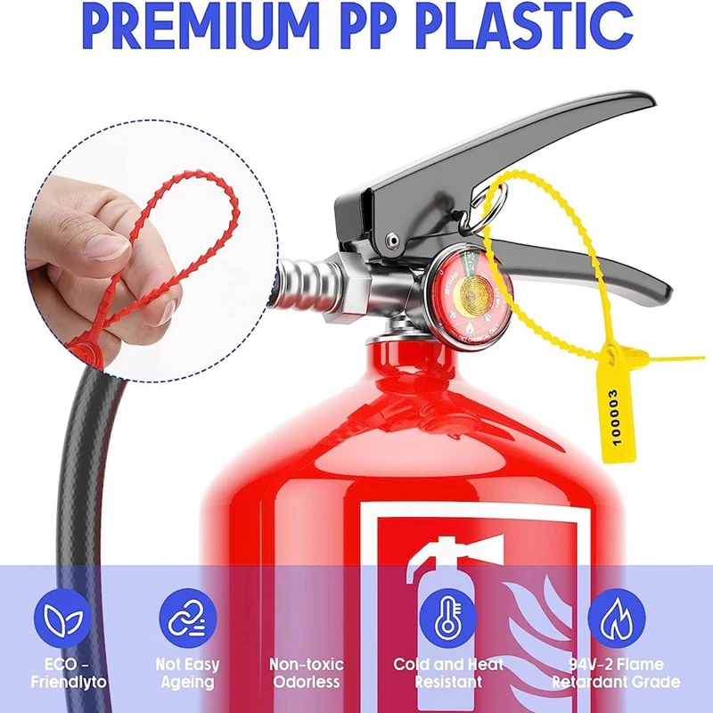 1000 pezzi Etichette per estintore Etichette di sicurezza Sigilli Etichette con fascette con cerniera numerate di sicurezza (multicolore)