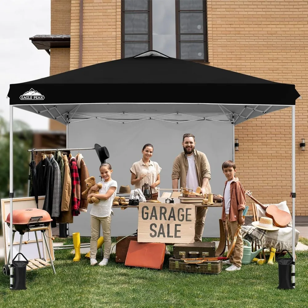 Tienda de campaña con dosel emergente con 1 pared lateral, tienda para eventos de fácil instalación, parasol para exteriores, bolsa de transporte con ruedas, estacas y cuerdas para chico, instantánea