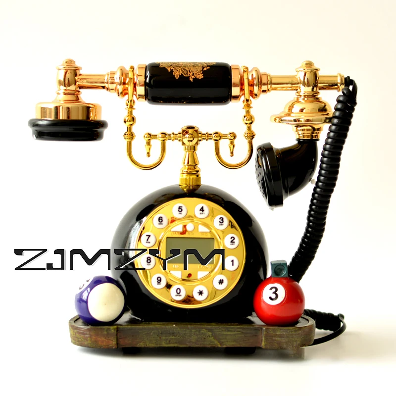 

Black Antique Telephone Home Vintage Corded Phone Button Dial with FSK and DTMF, Caller ID, Call Number Search