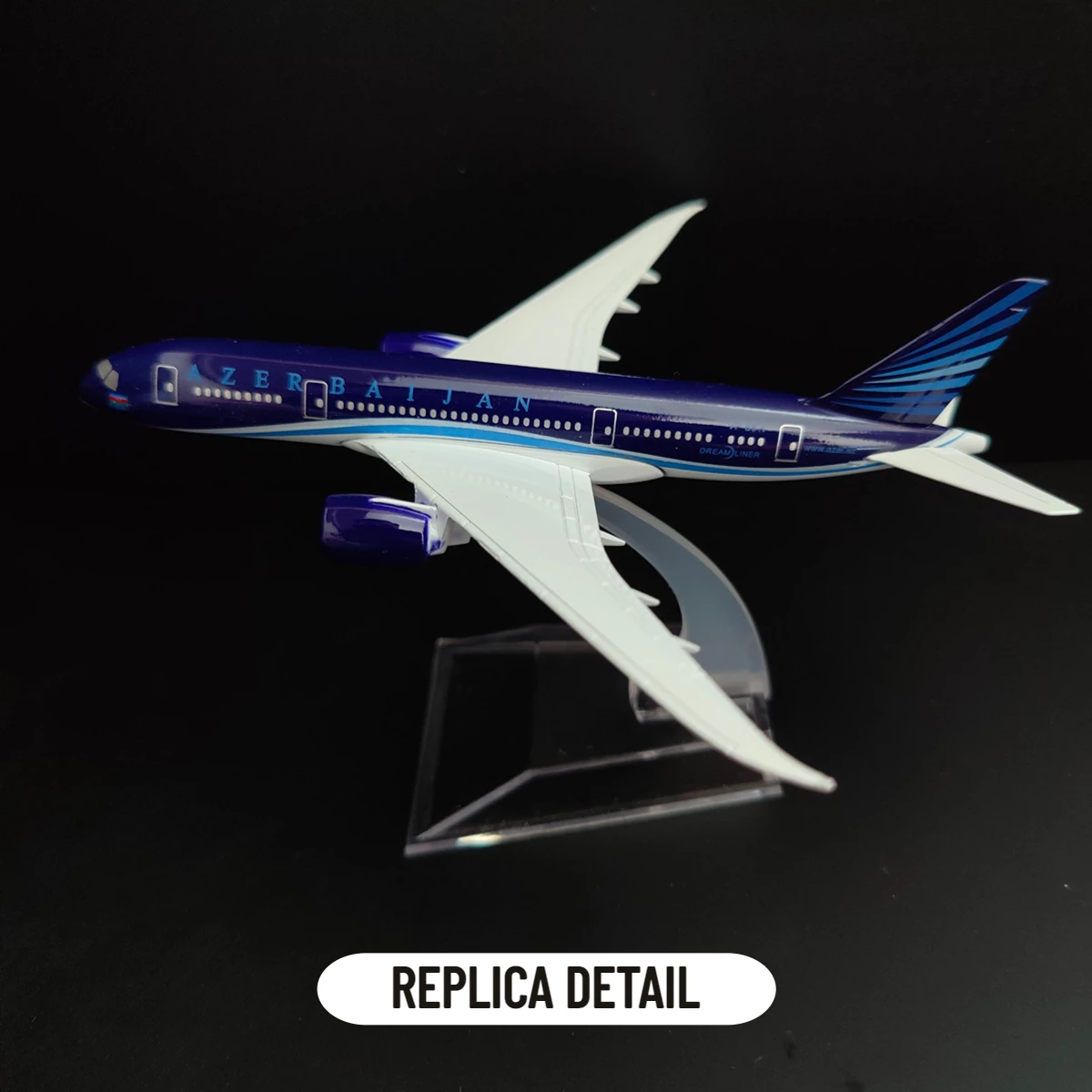 Scale 1:400 Metal Aviation Replica, AZERBAIJAN B787 Airplane Diecast Aircraft Model Miniature, Kids Room Decor Gift Toys for Boy