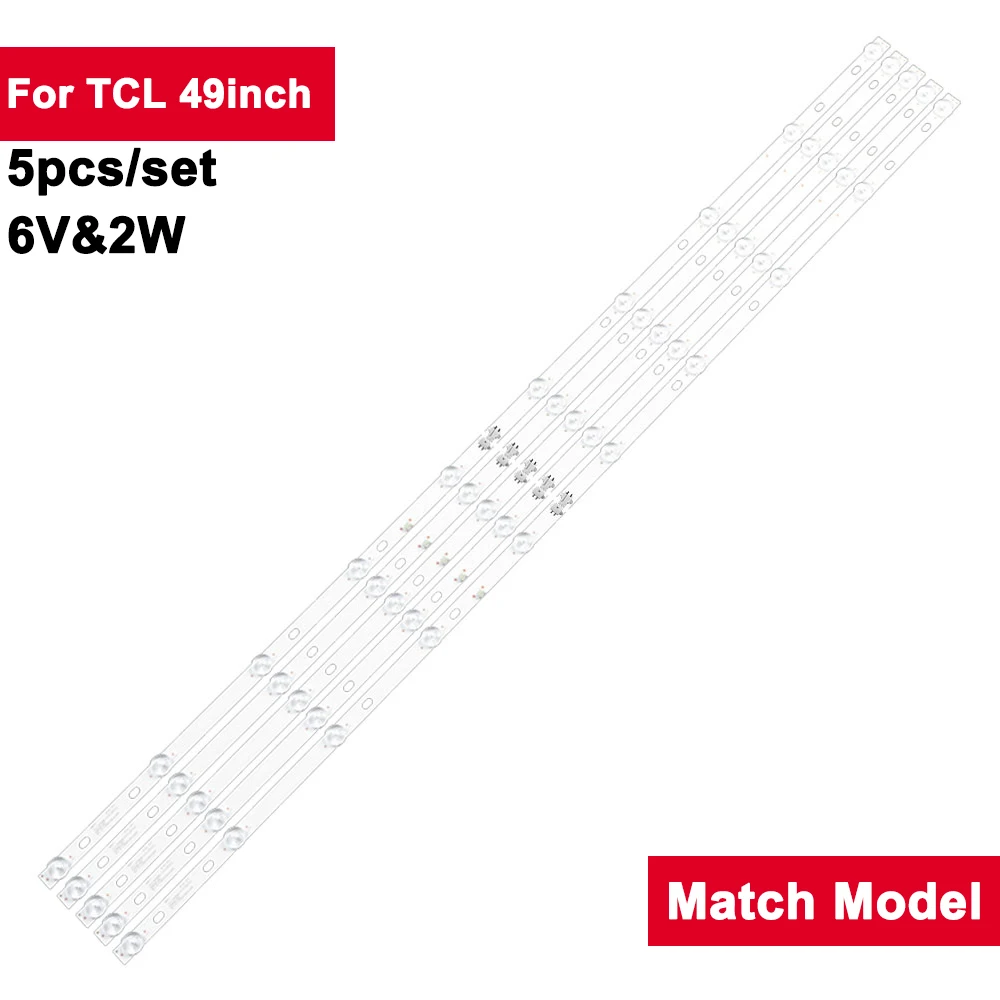 

6V2W 952mm Led Backlight Strips For TCL ROWA 49inch JS-D-JP49DM-101EC E49DM1000 5Pcs/Set LED Strip Backlight TV Repair E49DM1000