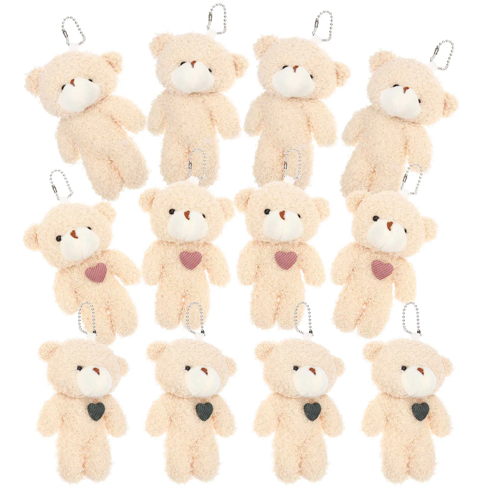 

12 Pcs Charm Bear Baby Toys Plush Key Ring Pp Cotton Stuffed Animals for Girls