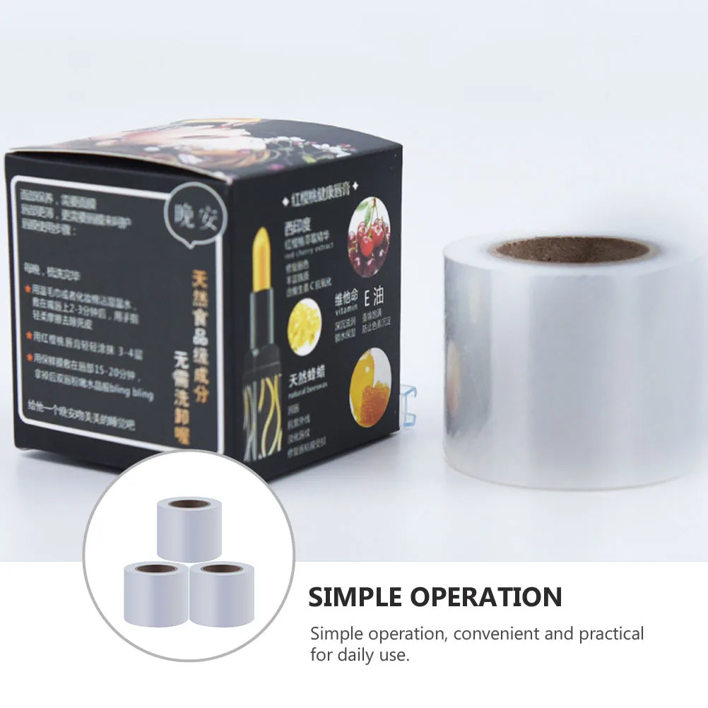 

3 Rolls Disposable Lip Care Film Smooth Tough Convenient Compact Makeup Tool for Eyebrow and Lip Protection Plastic Wrap