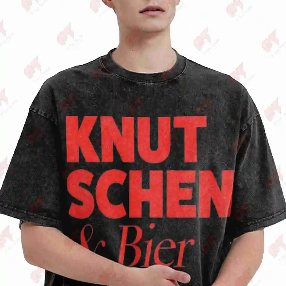 Smooching Beer X Lecker Bierchen Liebe Bier Vintage Washed Tee Pure Cotton T-Shirt