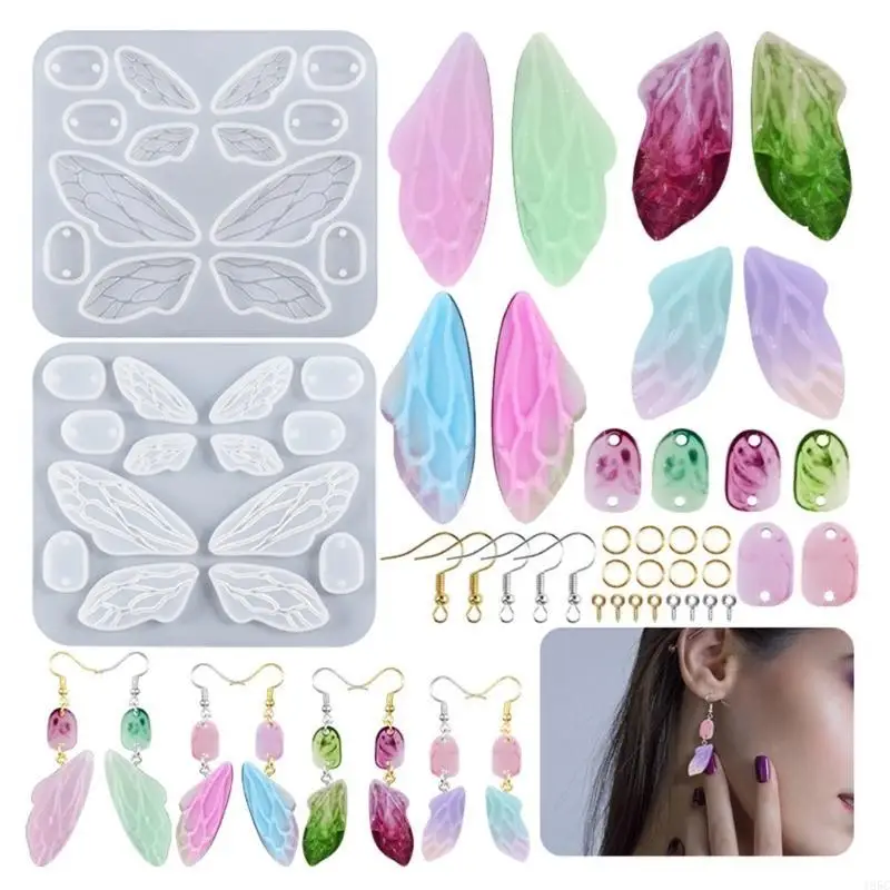 195C Wings Earring Resin Mold Keychain Silicone Mold for Car Pendant Home Decors Crystal Epoxy Resin Mold Jewelry Making Mold