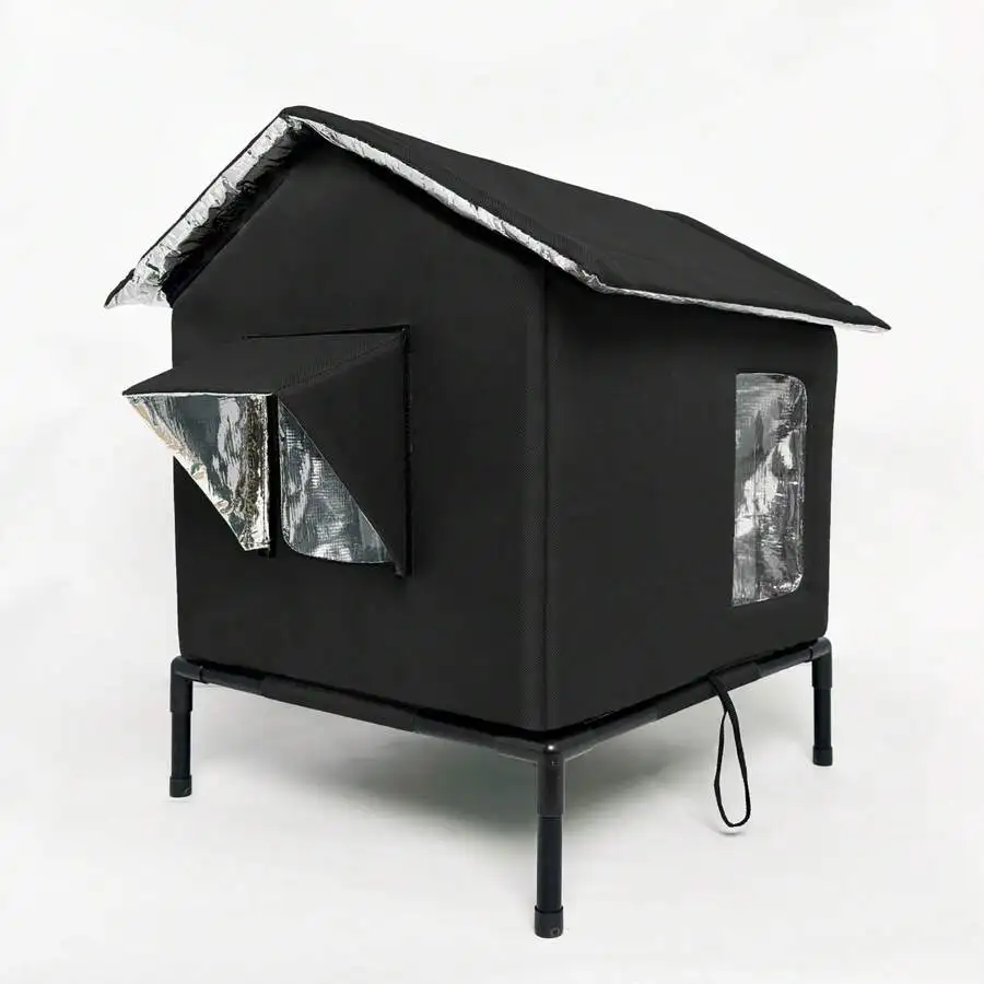 Outdoor cat house, warm and insulated cat house for winter, suitable for indoor/outdoor cats, suitable for all seasons, cat shelter with warm cushion, easy to assemble
