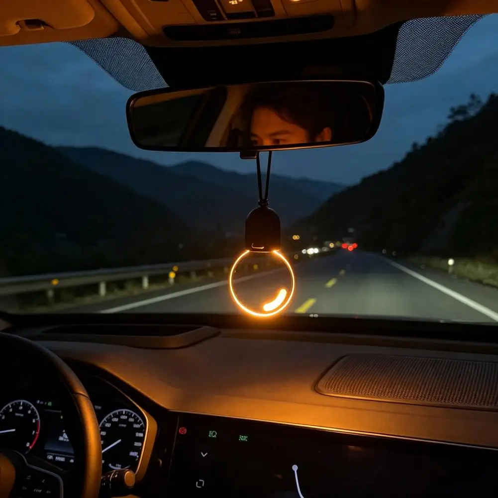 Bulb Car Charm Creative Car Hanging Light With Motion Sensor Rechargeable Retro Rearview Mirror Decoration For Night Driving