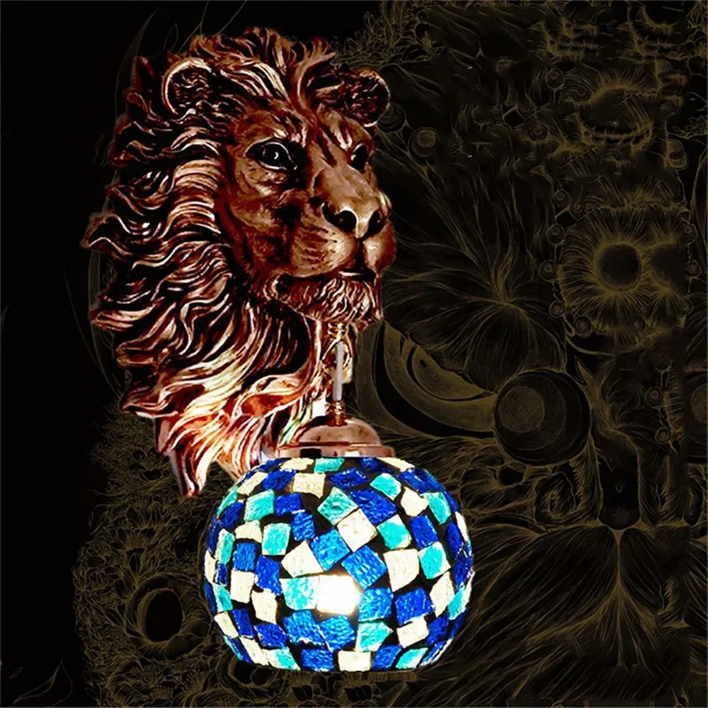 ELARA Contemporary Lion Wall Lamp Retro Creative Living Room Bedroom Bar Cafe Western Restaurant Aisle Decoration Wall Light