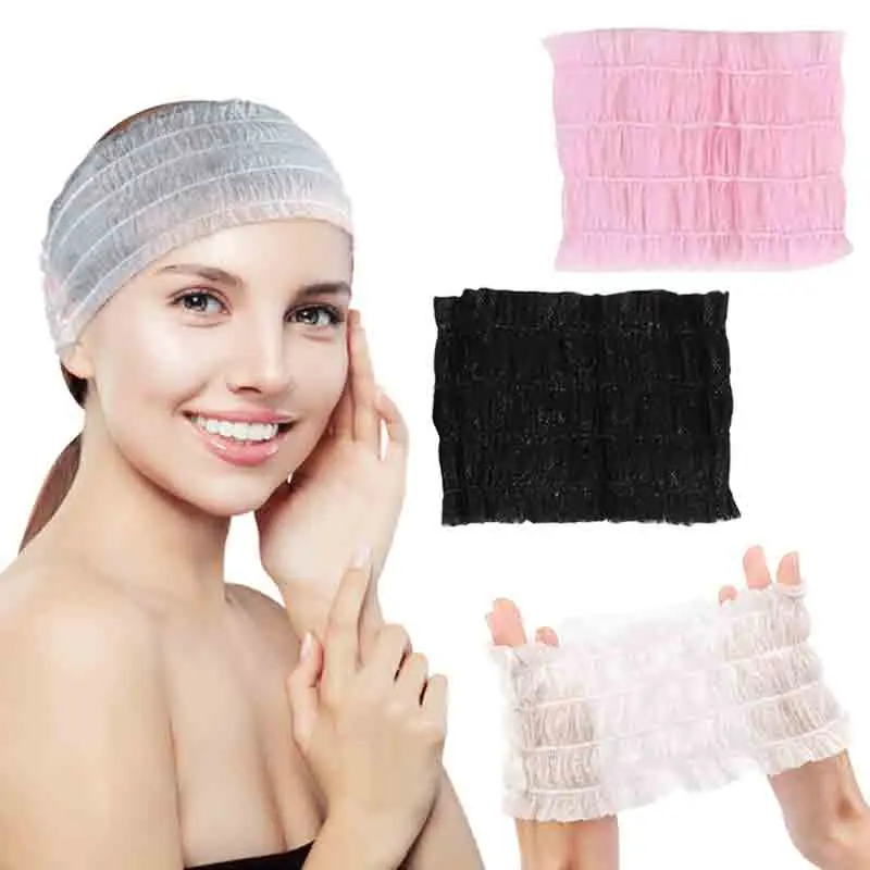 

100 Pcs Disposable Headbands Non Woven Spa Salon Headbands Soft Stretch Skin Care Hair Band Lightweight&Breathable For Journey