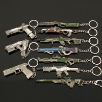 Apex Legendes Weapon Model Keychain for Men Boys G7 VK-47 R99 RE-45 Heirloom Metal Pendant Key Ring Car Bag Decor Jewelry 10PC