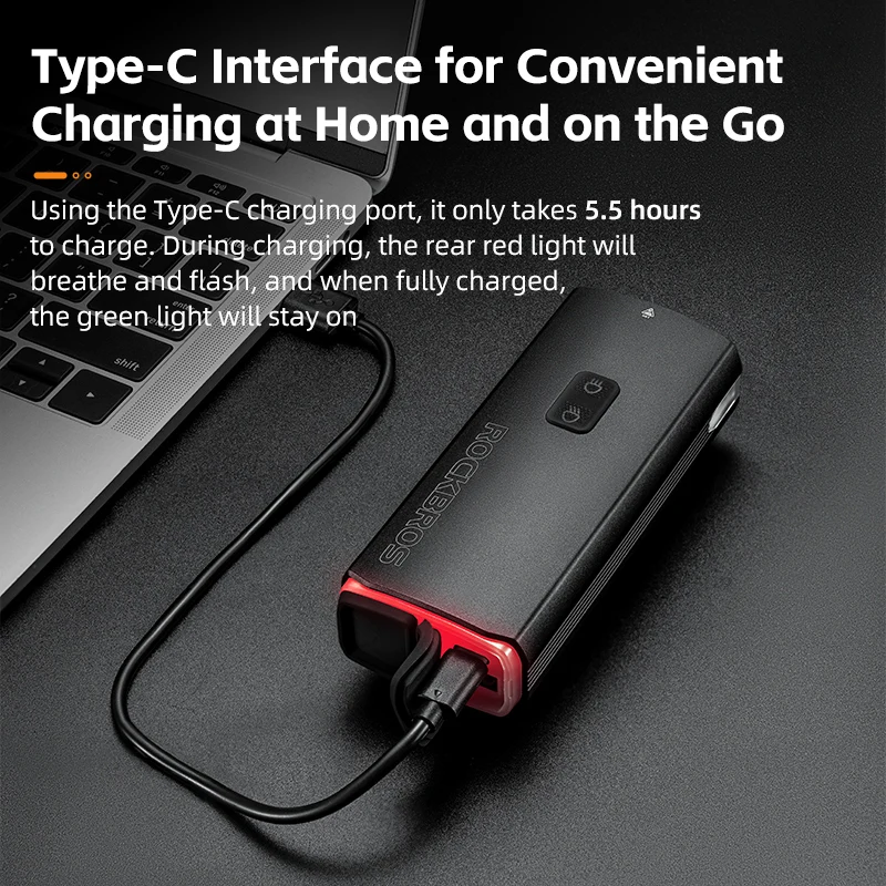 ROCKBROS-Lumière de vélo aste de type C, éclairage avant de vélo, point culminant de vélo de route VTT, lumières de sauna, 3000LM, 10000mAH Powerbank, IPX6