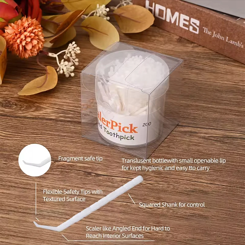 Lit-Pack (manufacturer) Angle Toothpick 45/90 Degree Dental Scaler Pick Teeth Interdental Backside Indepth Clean 200pcs/bottle