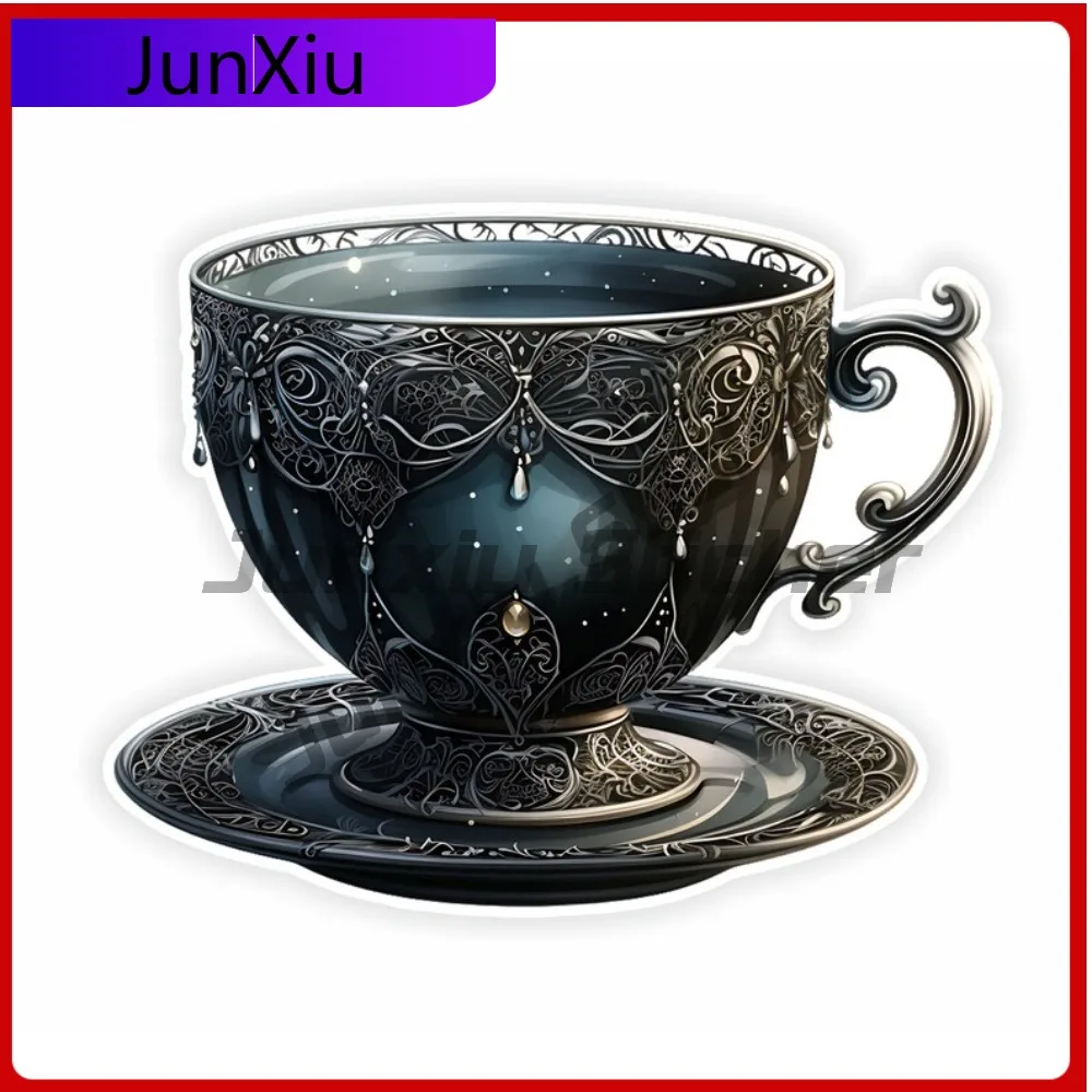 

Gothic Tea Cup Decals Waterproof Vinyl Sticker Decals Off Road Stickers Motorcycle Suv Window Cover Scratch Sticker Camping Cars