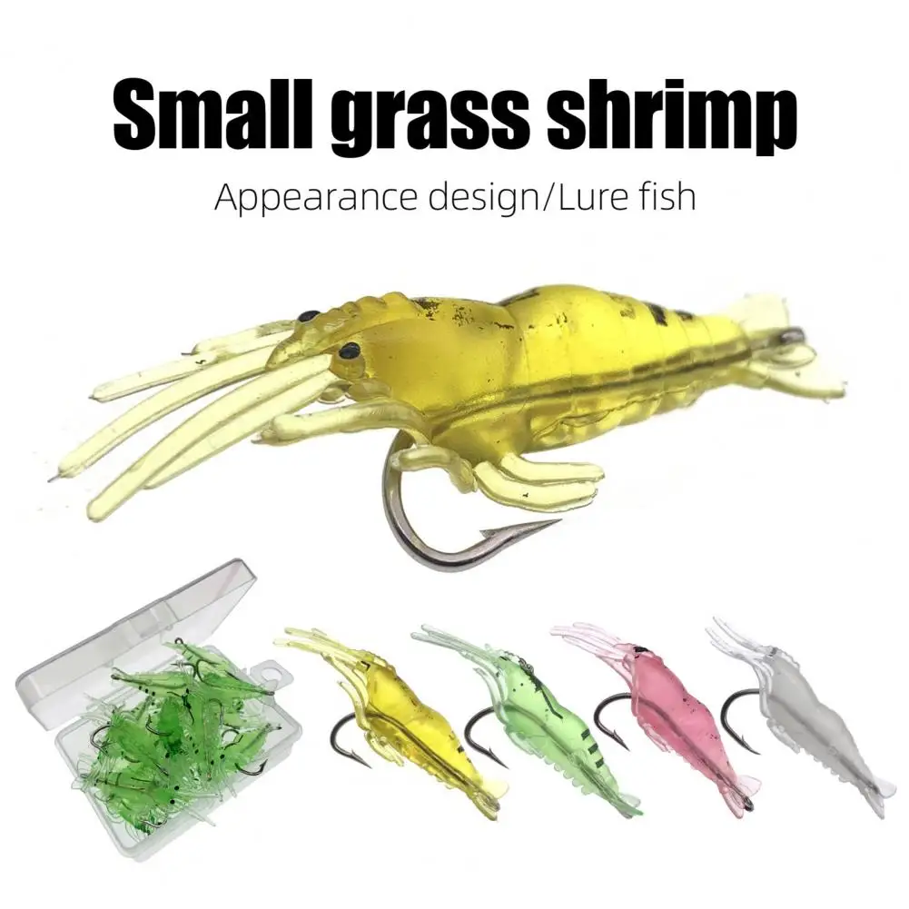 

10Pcs 4CM Soft Shrimp Bait with Barb Hook Glow-in-the-Dark Bionic Artificial Lure Saltwater Freshwater Fishing Fake Shrimp Lure